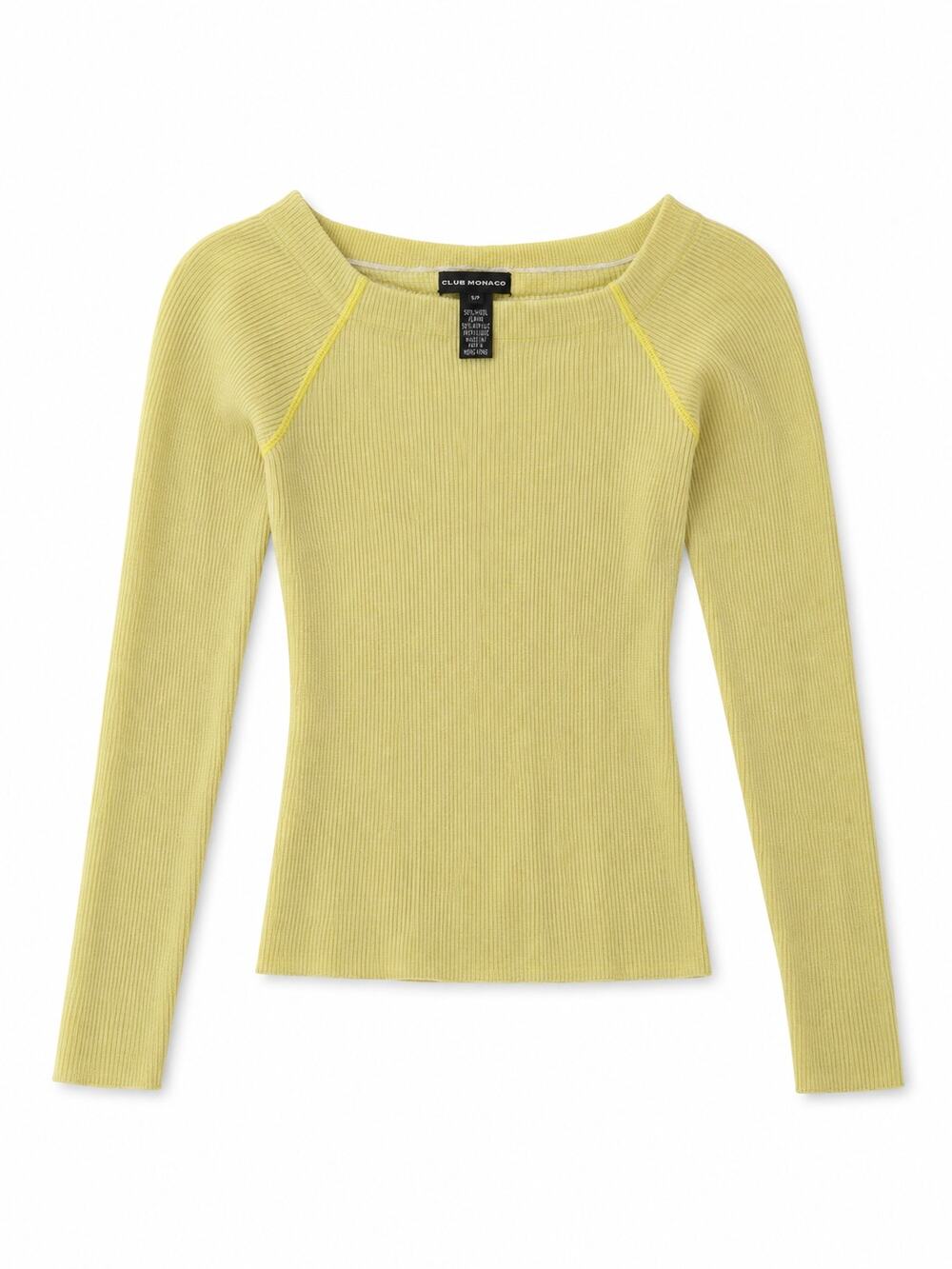 Club Monaco Micro-Stripe Wool-Blend Boat Neck Sweater